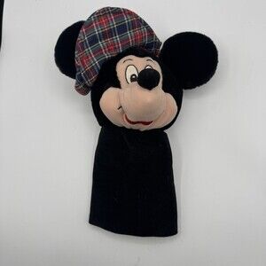 Disney Store Mickey Mouse Plush Golf Club Cover Plaid Hat White Pom Disney Park